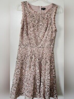 Lily Rose Floral Lace Overlay Skater Dress Coquette Soft Girl Romantic Sz Medium